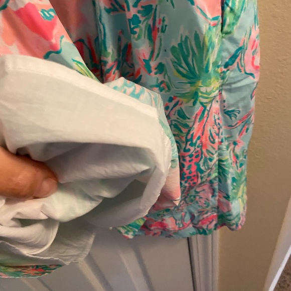 Like New Lily Pulitzer Pink and Green Patterned Mini Sundress - Size 8 - Picture 4 of 7